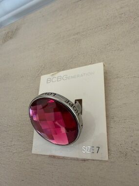 BCBGeneration Hot Pink Faceted Oval Cocktail Ring